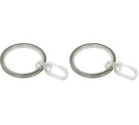 GARDINIA Anillas para Barras de Cortina Ø 25 mm, con inserción Deslizante y Gancho de Cortina, 10 Piezas, Anchura 4 mm, Metal, Acabado Acero Inoxidable (Paquete de 2)