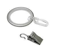 Gardinia Anillos de Cortina con Forro Deslizante, Gancho y Pinza de Metal, para diámetro de 19 mm, Plateado, 10 Unidades, 3,9/3 cm, 10, 3,9/3 cm, 3,0 cm, 32462