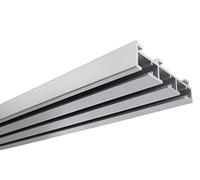 GARDINIA Carril de cortina de 3 vías, para montaje en pared o techo, para cortina corredera, serie Atlanta de aluminio, 160 cm, color plateado