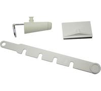 GARDINIA Dispositivo de sujeción para ventanas abatibles, Con soporte de abrazadera, escuadra y placa base, Montaje para pegar sin taladrar, Plástico, Blanco, 10 x 4 x 1 cm