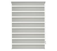 Gardinia Estor Enrollable Doble EASYFIX con Riel de Montaje, Estor Enrollable de Tiro Lateral, Franjas Transparentes y Opacas, Ajusto Continuo, Gris, 60 x 150 cm