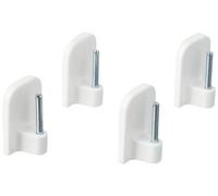GARDINIA Ganchos adhesivos para varilla de cortina, 4 piezas, Con pasador de acero, Autoadhesivo, Altura: 11 mm, Blanco
