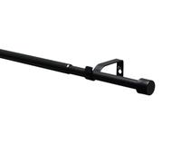 GARDINIA Juego de barra de cortina Kos Cap, extensible, juego completo con soportes, tapas, material de fijación, longitud 120-210 cm, diámetro 19/16 mm, metal, negro mate
