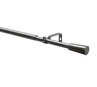 GARDINIA Juego de barra de cortina Kos Cone, extensible, completo con soportes, tapas finales, material de fijación, longitud 120-210 cm, diámetro 19/16 mm, metal, aspecto acero inoxidable