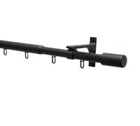 GARDINIA Juego de barra de cortina Thasos, función telescópica, cojinete interior, juego completo con accesorios y material de fijación, longitud 190-360 cm, diámetro 19/22 mm, aluminio, negro mate