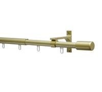 GARDINIA Juego de barra de cortina Thasos, función telescópica, rodamiento interior, juego completo con accesorios y material de fijación, longitud 100-190 cm, diámetro 19/22 mm, aluminio, dorado mate