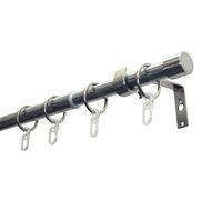 GARDINIA Juego de barras de cortina Cap, 1 barra, Ø 19/16 mm, Barra de cortina extensible por ambos lados, 120-190 cm, Acabado acero inoxidable