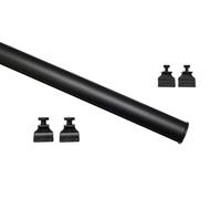 GARDINIA Perfil inferior con clip para cortinas de paneles y visillos, Carro para paneles, Incluye cinta adhesiva y 2 pares de deslizaderas, Aluminio, 60 cm, Negro mate