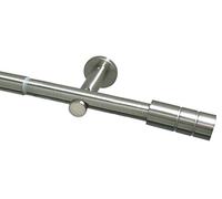 GARDINIA Set de barras de cortina, 1 barra, Cylinder, Ø 22/25 mm, 100-190 cm, Metal, Acabado de Acero Inoxidable