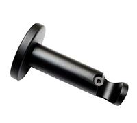 GARDINIA Soporte con placa de montaje de metal para barras de cortina de Ø 16 mm, de 1 vía, Abierto, Serie Memphis, Metal, Negro mate, Longitud 7,5 cm