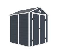 Gardiun Caseta de Resina de Jardín Gardiun New Donna - 3.57 m² 190x192x226 cm Ventana Lateral y 2 Puertas de 120x183 cm Gris Antracita Gray 190x192x226cm.