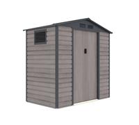 Gardiun Caseta Metálica Gardiun Surrey 2,71 m2 Exterior 213x127x211 cm de Acero con Ventana Lateral y Efecto Madera Veteada Brown 213x127x211cm.