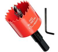 GARHWAL HSS M42 Bi-metal 40 mm, con adaptador y taladro centrado, ideal para madera, plástico, paneles de yeso, madera contrachapada y metales, profundidad de corte de hasta 25 mm
