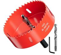 GARHWAL Sierra perforadora bimetálica de 110 mm, broca perforadora, con adaptador triangular y broca de centrado, corte preciso y rápido de madera, plástico, placas de yeso y placas de metal delgadas
