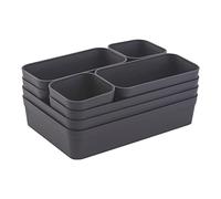 Gariella 1x Set de Organizador de Cajones Caja de Almacenamiento Sistema de Separación Ajustable Espacio de Utensilios para Hogar y Baño Plástico Antracita