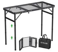 GARLLEN Mesa Plegable para Parrilla, Mesa de Picnic portátil de 3 Alturas Ajustables con Escritorio de Malla Resistente al Calor, Mesa de Camping de Aluminio Ligero para Exteriores, Barbacoa, Camping