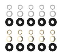 Garneck 10 Juegos Kit de Herrajes para Reloj de Cuarzo Reemplazo DIY con Tuercas Arandelas y Juntas para Reparación y Ensamblaje de Mecanismos Aplicables a Relojes de Pared