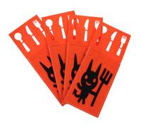 Garneck 4 Piezas Bolsa de Fieltro para Cubiertos Temática de Halloween, Color Naranja, Diseño Adorable, Fácil de Transportar para Fiestas y Decoración de Mesa