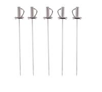 Garneck 5 Piezas Tenedores de Fruta de Acero Inoxidable Forma de Espada, Palillos Reutilizables para Fiesta, Construcción Sólida y Multiusos, Ideales para Casa y Café