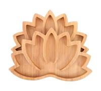 Garneck Bandeja de Madera para Piedras y Cristales 2 Piezas Forma de Loto | Acabado Liso y Vetas Naturales, Estilo Zen Tradicional, para Mesa de Té y Centro de Boda