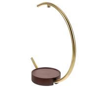 Garneck Base de Lámpara Aromática en Forma de Luna de Hierro y Madera | Tallo Curvo con Orificio M10, Color Café, Pieza Decorativa para Hogar y Espacio de Vida