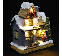 Garneck Casita Navideña de Resina Luz LED Adorno Decorativo Festivo Muñeco de Nieve y Escena Navideña Miniatura para Decoración de Escritorio y Ambiente Hogares y Oficinas