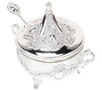 Garneck Contenedor para Condimentos de Aleación de Zinc Plata con Cuchara, Diseño Elegante Europeo, Resistente la Oxidación y Cafeterías