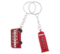 Garneck Diseño Distintivo de Autobús y Cabina Telefónica Llaveros Retro Estilo Inglés en Aleación de Zinc Pack de 2 para Obsequio y Colgar en Bolso