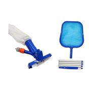 Garneck Herramienta de Limpieza de Piscinas con Red y Mango, Azul | Plástico y Aluminio, Recoge Hojas y Residuos, para Estanque y Piscina, Kit con Barra