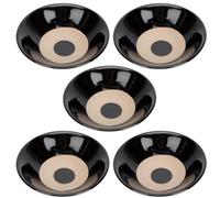 Garneck Juego de 5 Cuencos de Barro con Borde Negro, para Salsas y Vinagre, Diseño Vintage Único, Adecuado para Restaurantes y Tiendas de Comida China