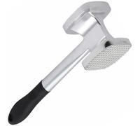Garneck Martillo de Carne Ablandador de Carne de Doble Cara de Aleación de Aluminio Plata Fácil de Guardar Orificio para Colgar para Cocina y Hogar
