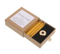 Garneck Mini Velas Cónicas de Cera 6 Piezas Velas de Meditación Amarillas, 30 Minutos, con Soporte de Latón, para Rituales de Yoga y Relajación, Decoración del Hogar