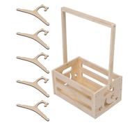 Garneck Organizador de Madera Beige para Ropa Asa y Perchas, Caja Multiusos para Guardar Prendas en Guarderías y Salas Infantiles