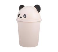 Garneck Papelera de Baño Panda con Tapa 10l, Plástico Blanco | Diseño de Dibujos Animados, Prevención de Olores, para Dormitorio y Exterior, Fácil Limpieza