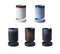 Garneck Porta Palillos de Cerámica Negro Base Drenante para Cocina | Soporte Plato Cerámico, Agujero Inferior, Protege la Mesa Húmeda, Uso en Fregadero y Flores Secas