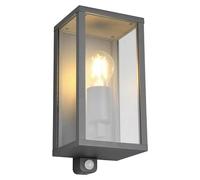 Garonne Aplique exterior de pared (60 W, L x An x Al: 13,5 x 14 x 29 cm, Plata, IP44, Con detector de movimiento)