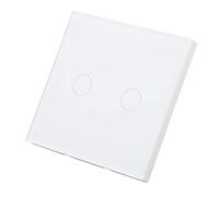 Garosa Interruptor de Luz Táctil Blanco Interruptor de Pared de 2 Bandas Panel de Vidrio Templado 110 a 240 VCA Toque Manual con Indicador Control de Cable de Fuego único para el Dormitorio de la