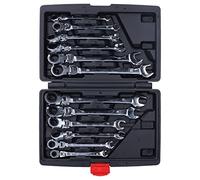 Garosa Juego de Llaves de Trinquete, Herramienta de Acero con Cabeza Flexible, Llave Combinada de Trinquete, 12 Piezas, 72 Dientes, Métrico, de 8 Mm a 19 Mm, para Reparación Mecánica de Bicicletas