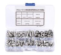 Garosa Juego de Tornillos de Cabeza Hexagonal de Acero Inoxidable #10-32, 140 Uds., Surtido de Tornillos Hexagonales con Tuercas, Juego de Sujetadores Allen 304