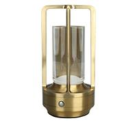 Garosa Lámpara de Mesa Regulable Inalámbrica, USB Recargable, Control Táctil, Atenuación de 3 Colores, Luz Ajustable para Dormitorio y Oficina, Portátil, Base de Aluminio, Dorado