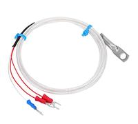 Garosa Sonda de Temperatura Termistor PT100, Sensor de Parche de Acero Inoxidable con Agujero de 6mm y Cable de Fibra de Vidrio, para Aplicaciones Industriales Plantas de Energía (1 metro)