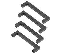 Garosa Tiradores de Gabinete, Tiradores de Cajones Cuadrados de Acero Inoxidable Negro, 4 Juegos de 12x12x160 Mm con 8 Tornillos para Actualización de Muebles de Cajones de Escritorio de Armario de