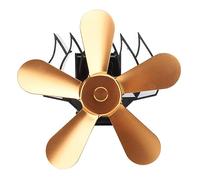 Garosa Ventilador de Chimenea de 5 Aspas, Montaje en Pared, con Funcionamiento Silencioso y Termómetro Magnético para Estufa de Leña, Quemador de Leña y Estufa de Queroseno (GOLD)