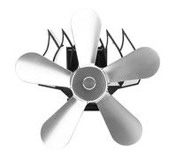 Garosa Ventilador de Chimenea de 5 Aspas, Montaje en Pared, con Funcionamiento Silencioso y Termómetro Magnético para Estufa de Leña, Quemador de Leña y Estufa de Queroseno (SILVER)