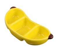 GAROZATION Bandeja de Cerámica Diseño de Plátano y Compartimentos para Vinagre y Especias, para Mesa de Postres y Aperitivos Infantiles