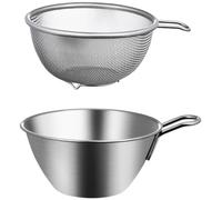 GAROZATION Colador Metálico 1 Set de Malla Fina de Acero Inoxidable con Mango, Resistente al Desgaste y Drenaje para Frutas y Verduras en Cocina