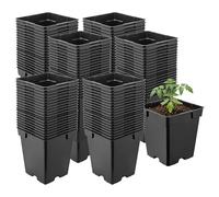 Garronda Maceta de plástico 11 x 11 x 12 cm (1L) Set de 100 Cuadrada con Orificios de Drenaje Resistente para Plantas para jardín Invernadero balcón semillero Interior Exterior Negro GD-0199