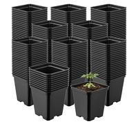 Garronda Maceta de plástico 9 x 9 x 9,6 cm (0,5L) Set de 200 Cuadrada con Orificios de Drenaje Resistente para Plantas para jardín Invernadero balcón semillero Interior Exterior Negro GD-0199