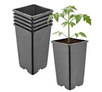 Garronda Maceta de plástico Alta 11 x 11 x 19 cm (1,7 L) Set de 5 Cuadrada con Orificios de Drenaje Maceta de PP para jardín Invernadero balcón Cultivo Interior y Exterior Negro GD-0201