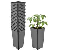 Garronda Maceta de plástico Alta 11 x 11 x 21,5 cm (2 L) Set de 20 Cuadrada con Orificios de Drenaje Maceta de PP para jardín Invernadero balcón Cultivo Interior y Exterior Negro GD-0201
